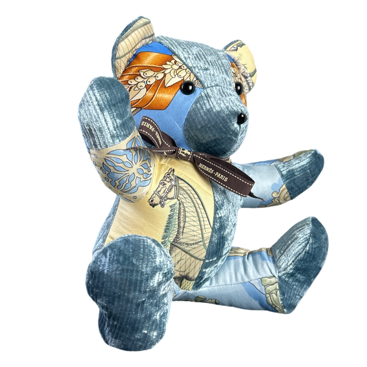 Vintage Silk Scarf Tender Teddy Bear
