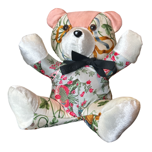 Chinoiserie Vintage Silk Scarf Tender Teddy Bear