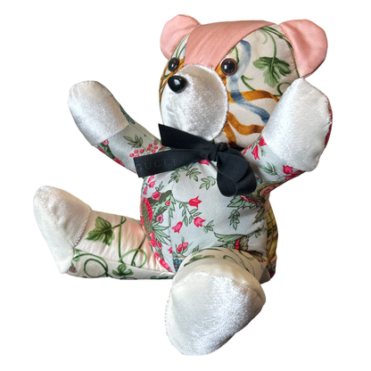 Chinoiserie Vintage Silk Scarf Tender Teddy Bear