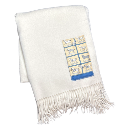 Petits Chevaux Vintage Silk Scarf & Cashmere Throw Blanket