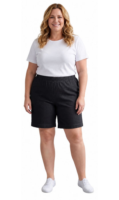 Women's Pull-On Denim and Twill Shorts — Stretch Waist No Zipper