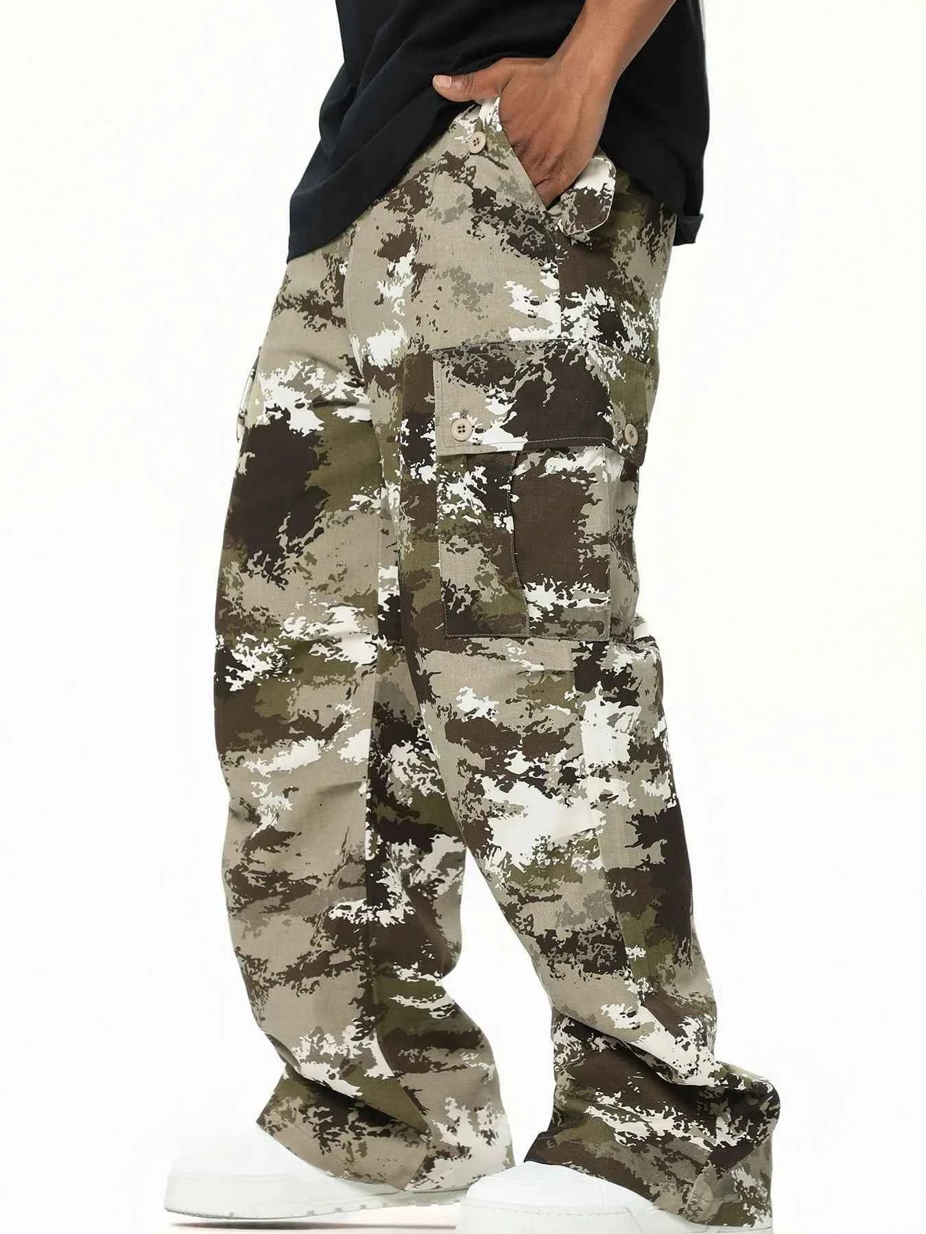 Brown Khaki Men's Camouflage Combat Cargo Pants