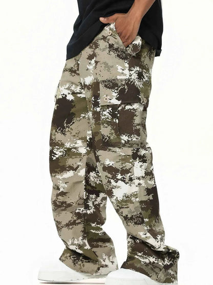 Brown Khaki Men's Camouflage Combat Cargo Pants