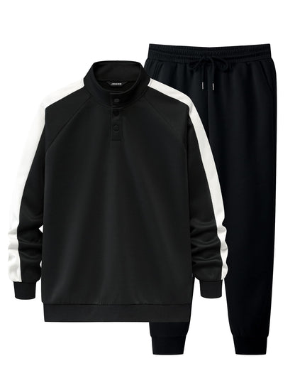JMIERR Men's 2 Piece Casual Outfits Quarter Button Lightweight Sweatshirt Tracksuit & Joggers Sweatpants Sweatsuit Set