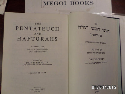 The Pentateuch and Haftorahs: Hebrew Text English Translatio