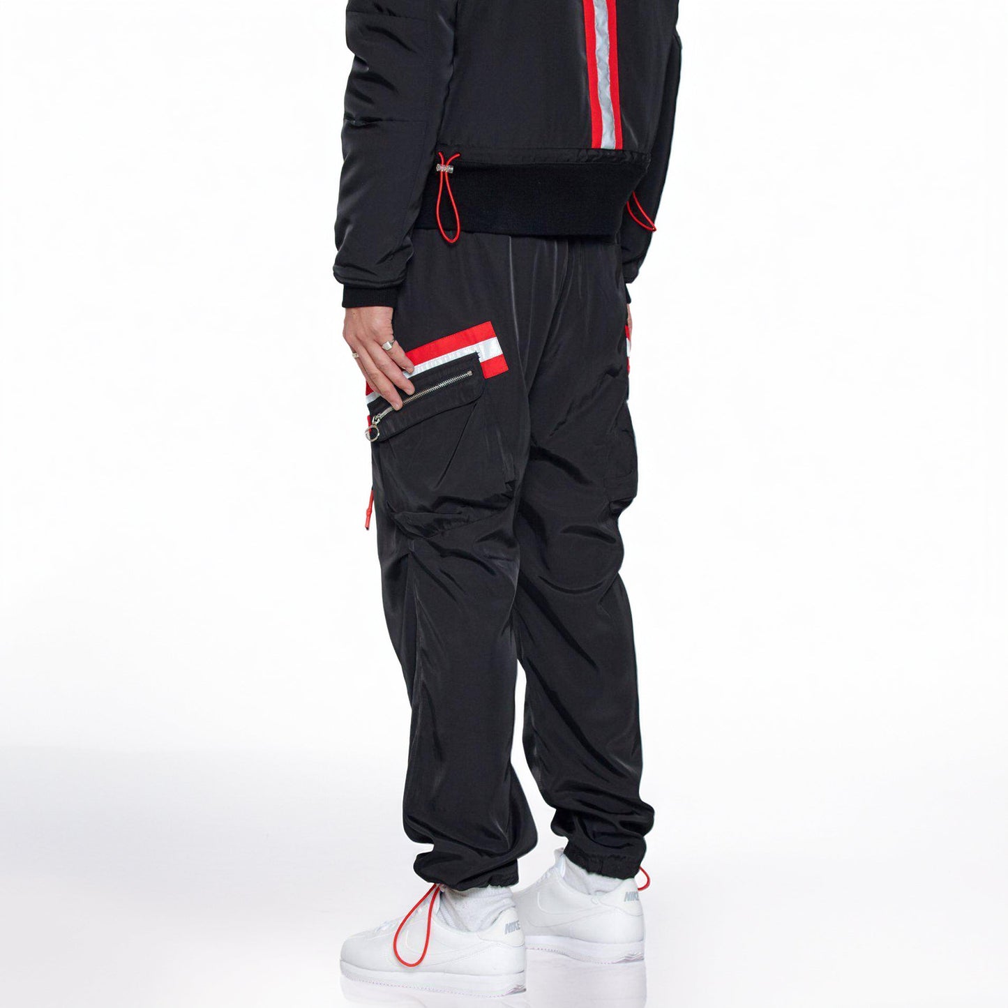 Men's Reflective Tape Utility Cargo Pants Black - Konus