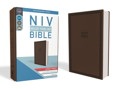 NIV, Value Thinline Bible, Large Print, Leathersoft, Brown,
