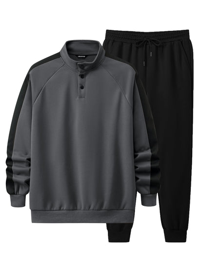 JMIERR Men's 2 Piece Casual Outfits Quarter Button Lightweight Sweatshirt Tracksuit & Joggers Sweatpants Sweatsuit Set