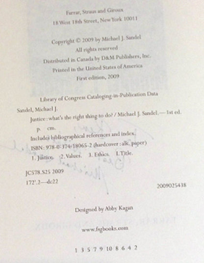 Justice: Whats the Right Thing to Do? by Sandel, Michael J.