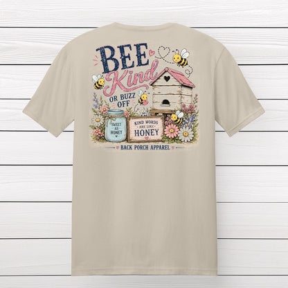 Bee Kind or Buzz Off T-Shirt | Women's Super Soft Ring Spun Cotton Bee Graphic Tee