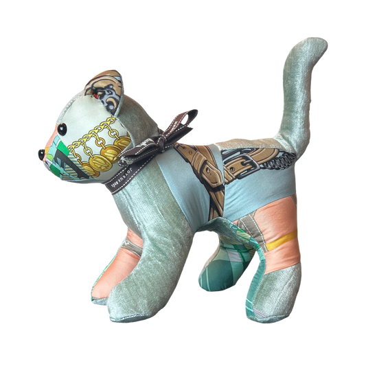 Vintage Silk Scarf Charming Kitten