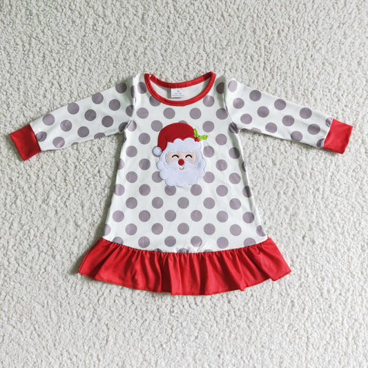 Santa applique polka dots girls gowns