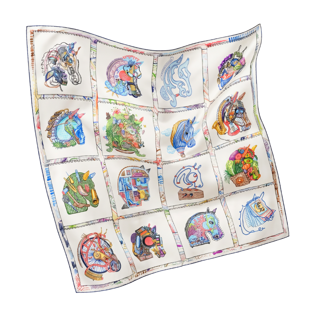 Chevaloscope Vintage Silk Scarf Pillows