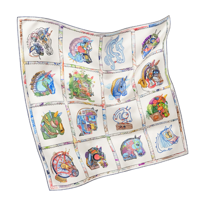 Chevaloscope Vintage Silk Scarf Pillows