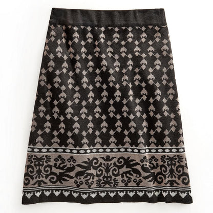 Women's Jacquard Knit Sweater Skirt — Knee Length