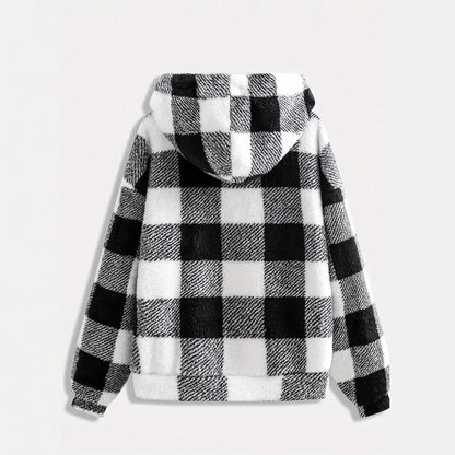 Fashionable Casual Zip-up Plush Hoodie With Long Sleeves