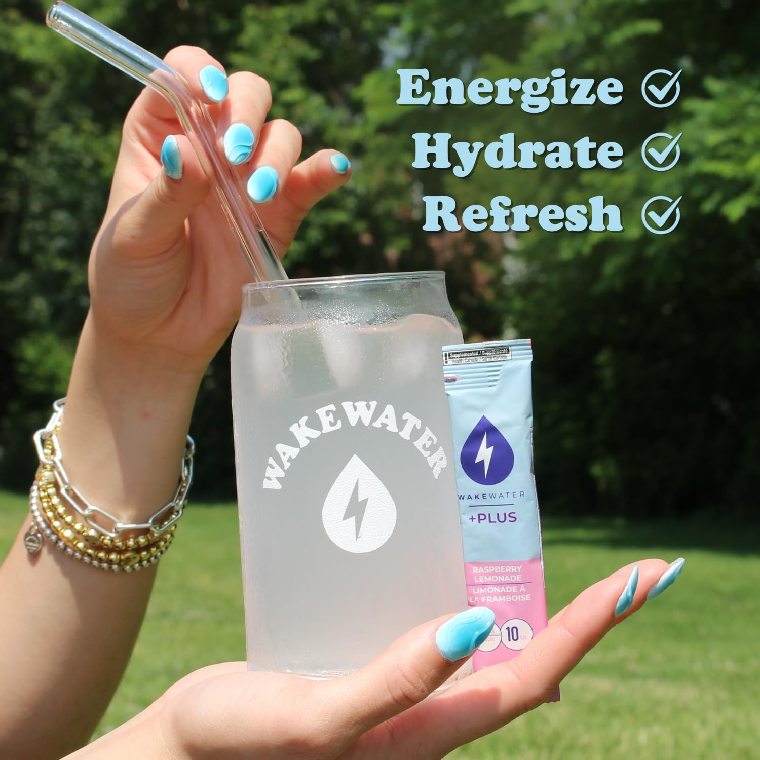WakeWater Plus – Energy Powder – Raspberry Lemonade – 10 Sticks – Vitamins electrolytes - Canadian Distribution - Ships Free Within Canada on Orders Above CAD $199-1