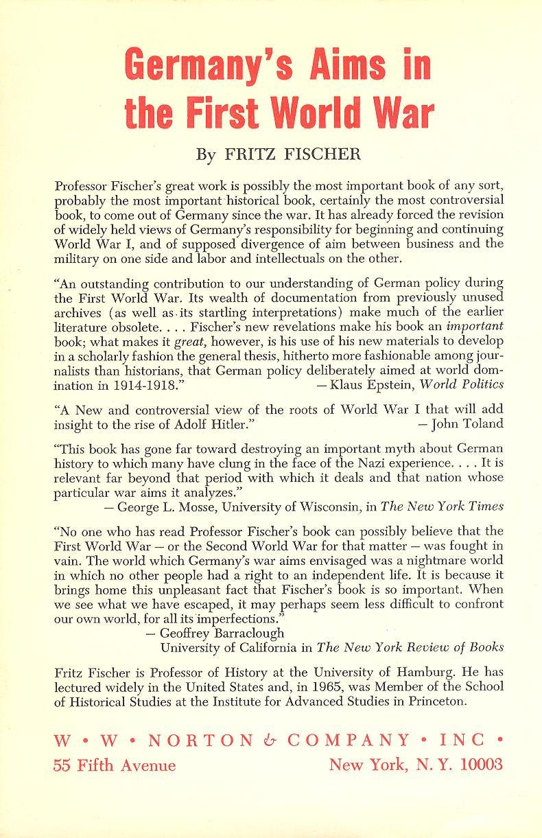 Germany's Aims in the First World War by Fritz Fischer