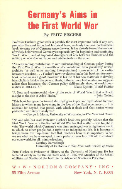 Germany's Aims in the First World War by Fritz Fischer