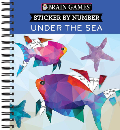 Brain Games - Sticker by Number: Under the Sea - 2 Books in