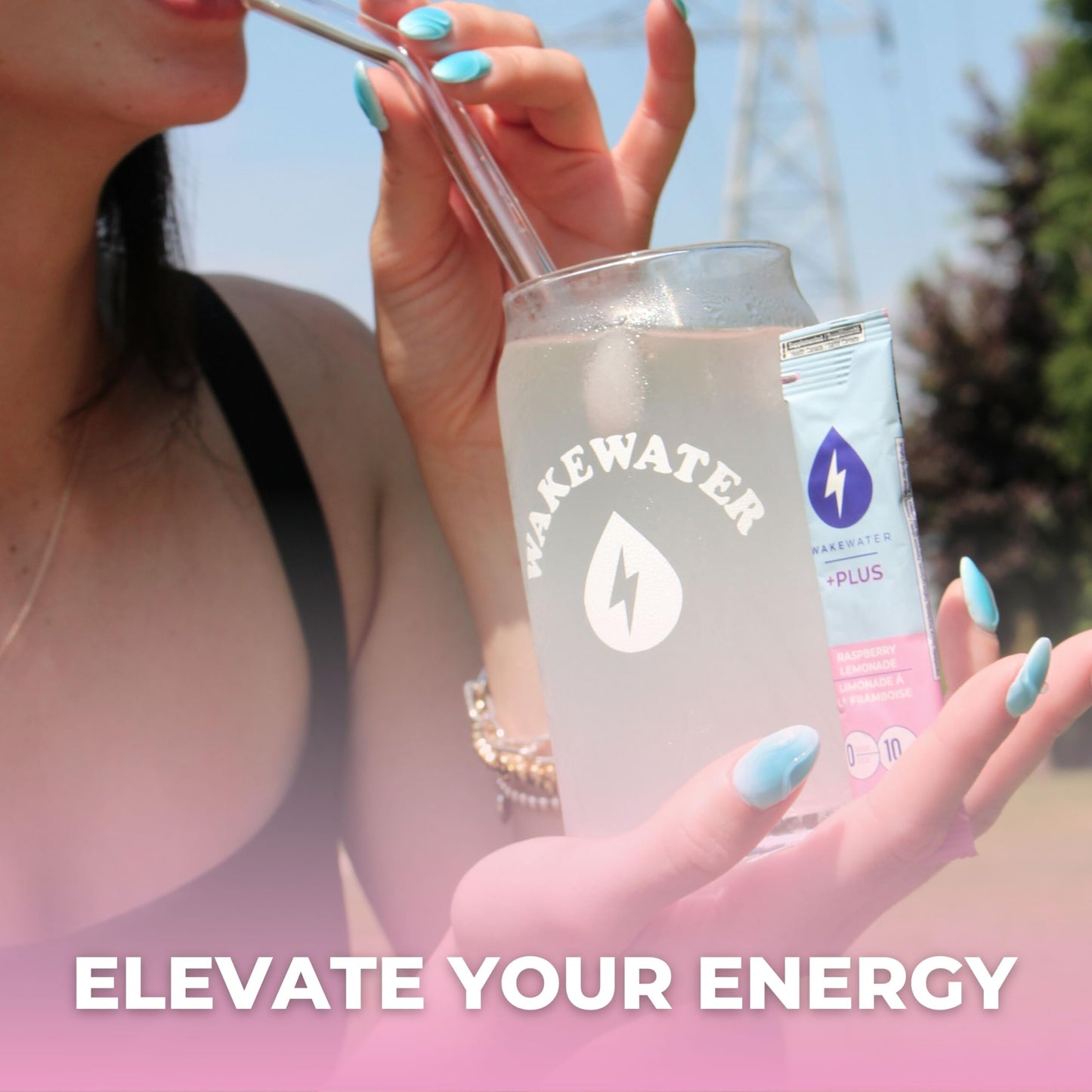 WakeWater Plus – Energy Powder – Raspberry Lemonade – 10 Sticks – Vitamins electrolytes - Canadian Distribution - Ships Free Within Canada on Orders Above CAD $199-4
