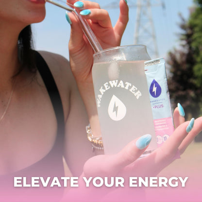 WakeWater Plus – Energy Powder – Raspberry Lemonade – 10 Sticks – Vitamins electrolytes - Canadian Distribution - Ships Free Within Canada on Orders Above CAD $199-4
