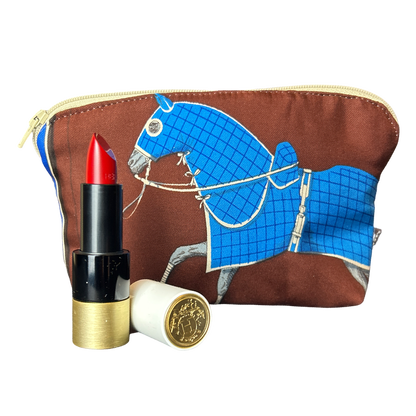 Couvertures et Tenues du Jour Brown Vintage Silk Scarf Beauty Bag