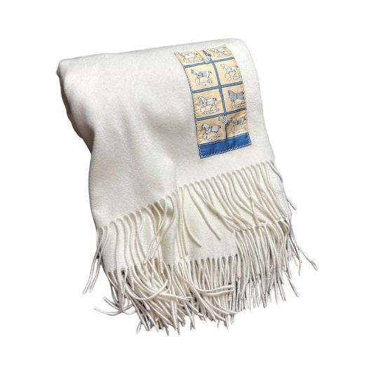 Petits Chevaux Vintage Silk Scarf & Cashmere Throw Blanket