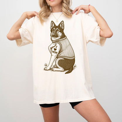 German Shepherd "I Love Mom" Tattoo Shirt