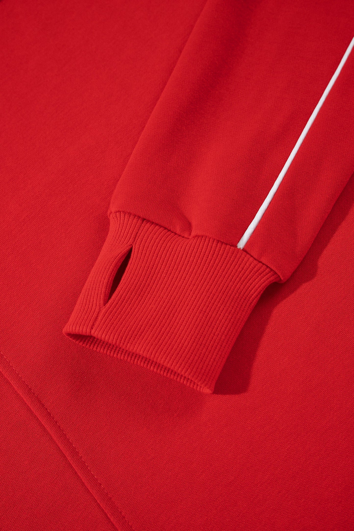 Contrast Piping Mock Neck Thumbhole Sleeve Sweatshirt
