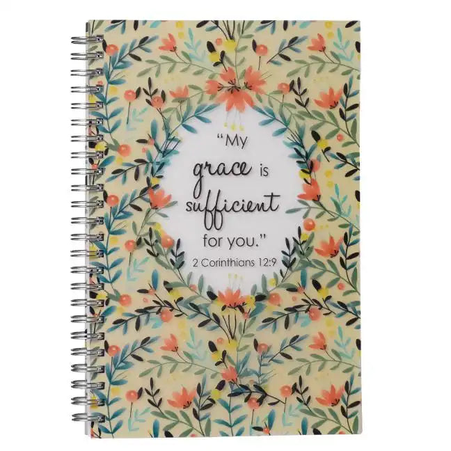 My Grace Is Sufficient Wirebound Notebook for Women - 2 Corinthians 12:9 Bible Verse - Spiral