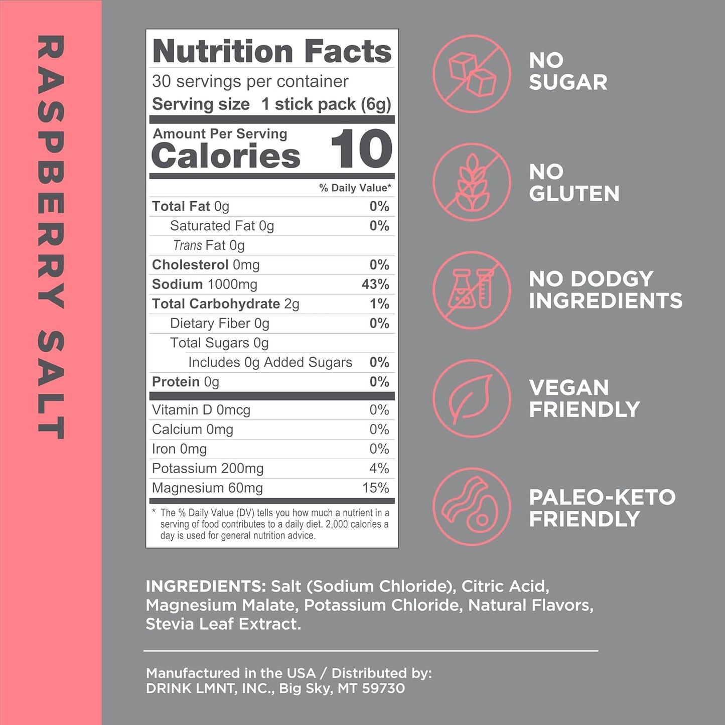 LMNT – Electrolytes – Raspberry Salt – 30 Pack – Ships Free Within Canada on Orders Above CAD $199-1