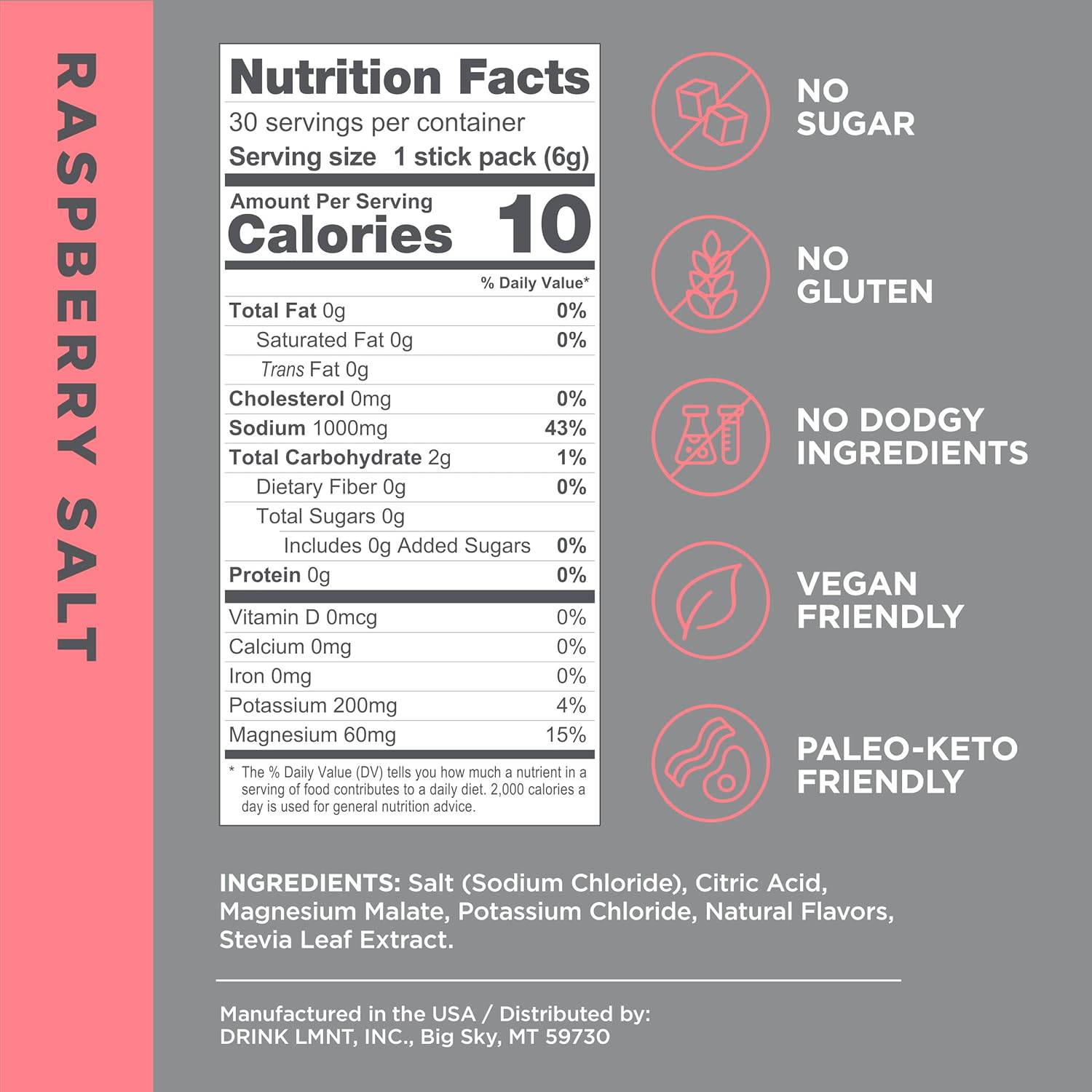 LMNT – Electrolytes – Raspberry Salt – 30 Pack – Ships Free Within Canada on Orders Above CAD $199-1
