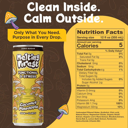 Mushroom D-Stress Drink 12 pack - Coconut Pineapple