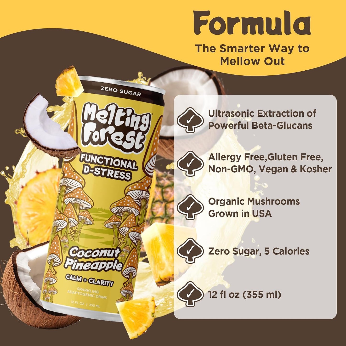 Mushroom D-Stress Drink 12 pack - Coconut Pineapple