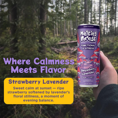 Mushroom D-Stress Drink 12 Pack - Strawberry Lavender