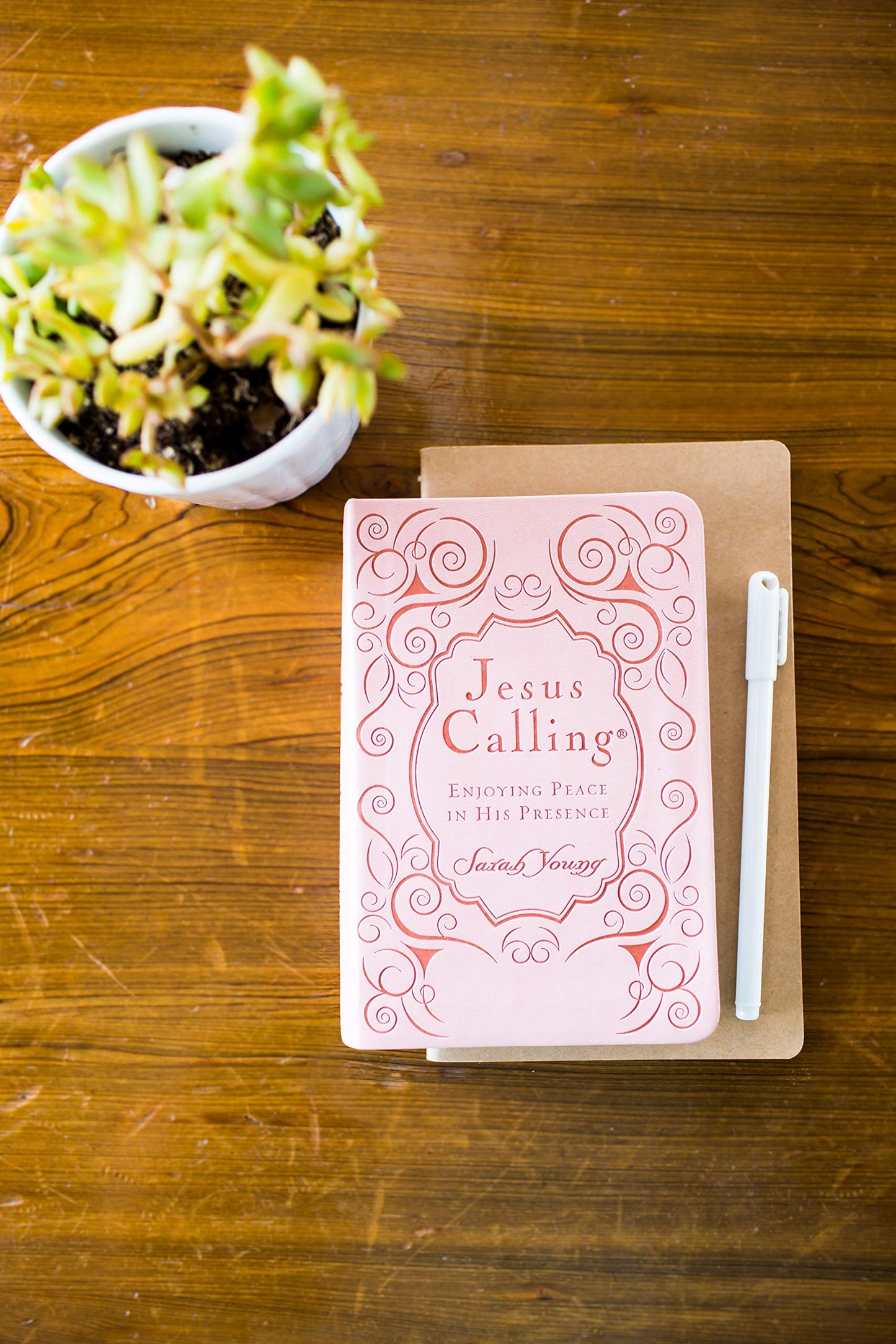Jesus Calling, Pink Leathersoft, with Scripture References;
