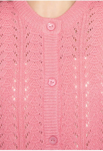 Women's Button Front Crochet Pointelle Cardigan with Pockets
