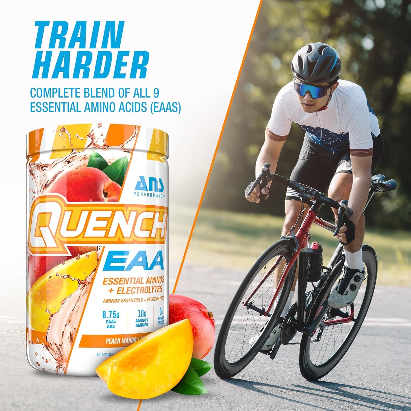 Quench – EAA + Electrolytes Powder – Peach Mango – Ships Free Within Canada on Orders Above CAD $199-3