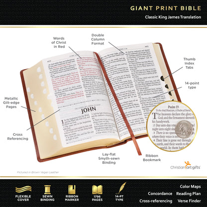 KJV Holy Bible, Giant Print Standard Size Faux Leather Red L