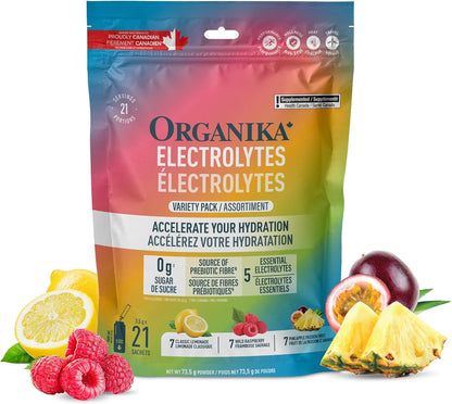 Organika – Electrolytes Powder Sachets – Variety Pack, 21 count – Ships Free Within Canada on Orders Above CAD $199-0