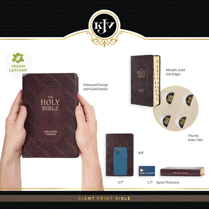 KJV Holy Bible, Giant Print Standard Size Faux Leather Red L