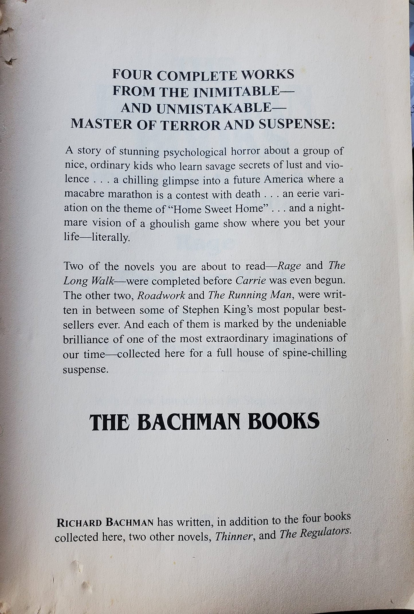 The Bachman Books: Four Early Novels by Richard Bachman, aut
