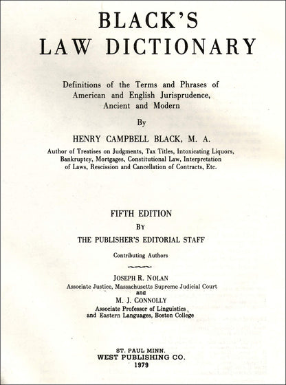 Black's Law Dictionary: Definitions of the Terms and Phrases