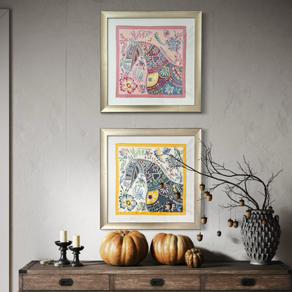 En Attendant Ulysse Framed Vintage Silk Scarf 24"