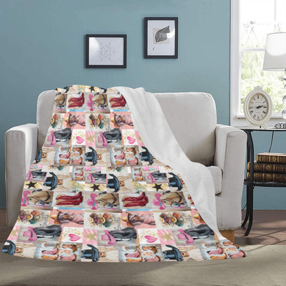 Baha Ranch Danilo Painted Cowgirl Collage Throw Blanket 60" x 80 Made in America