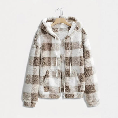 Fashionable Casual Zip-up Plush Hoodie With Long Sleeves