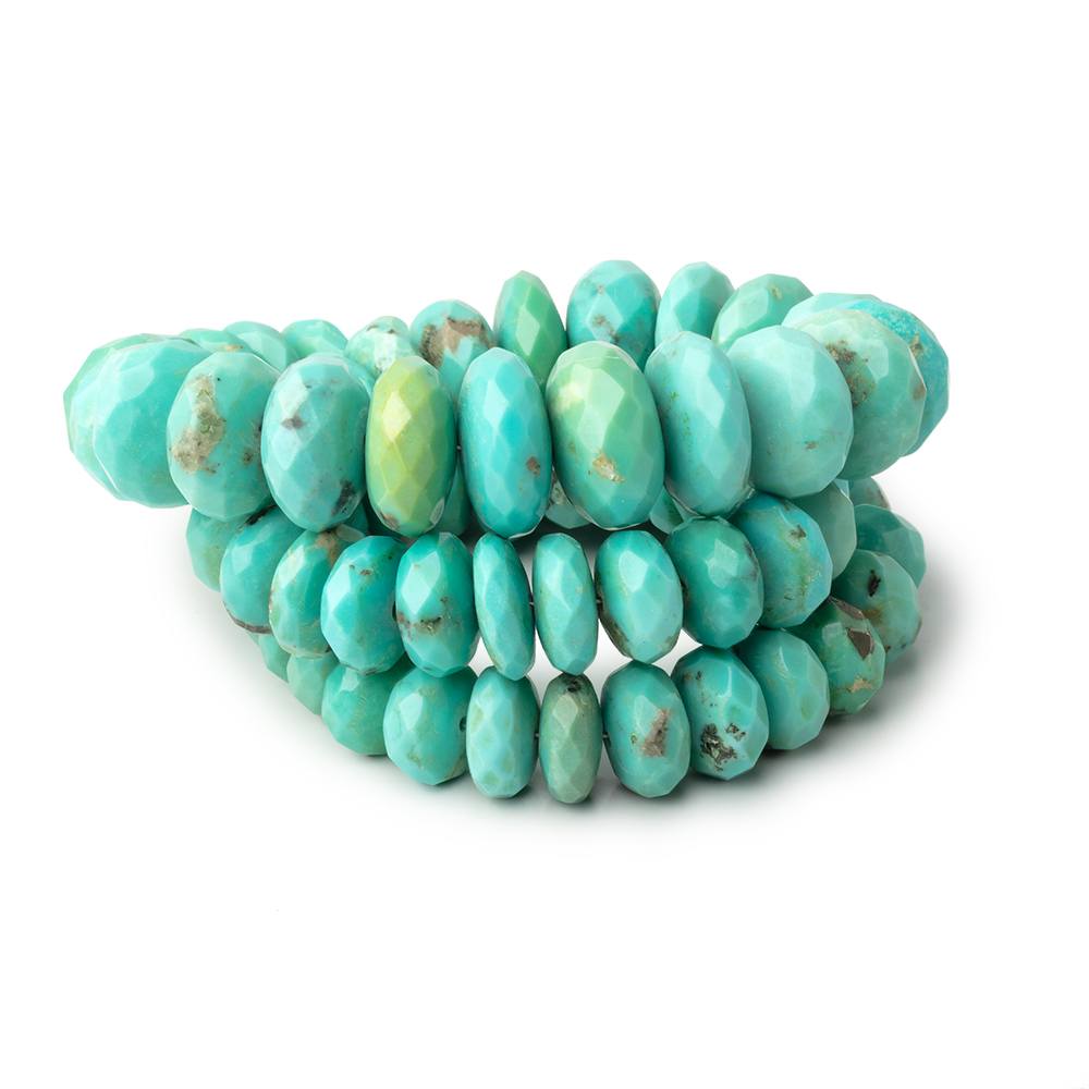9-16.5mm Sleeping Beauty Turquoise Faceted Rondelle 18 inch 70 Beads AAA