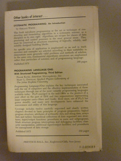 Algorithms + Data Structures = Programs (Prentice-Hall Serie