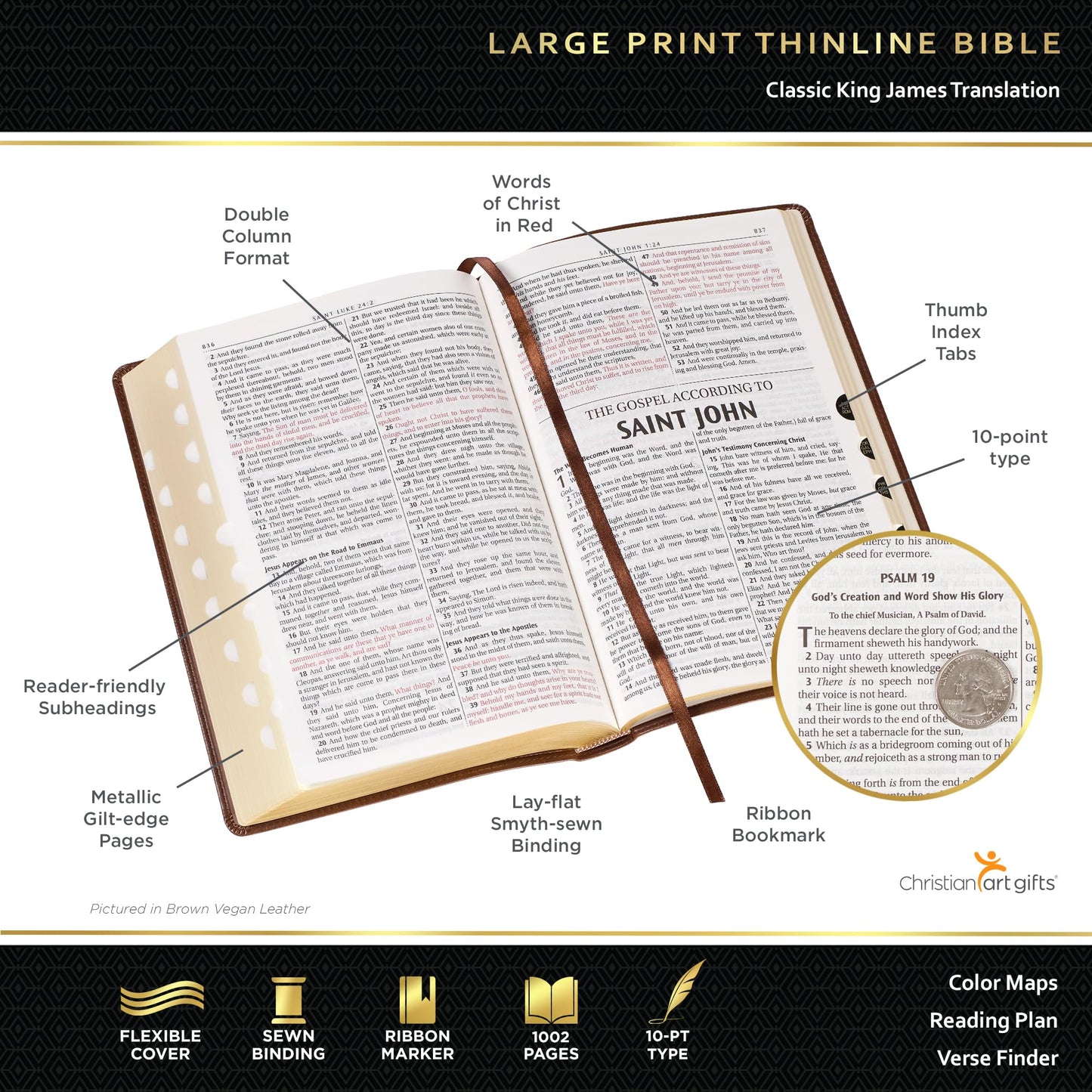 KJV Holy Bible, Thinline Large Print Faux Leather Red Letter